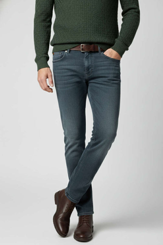 Dar Paça Likrali Cepli Erkek Pantolon Tintli