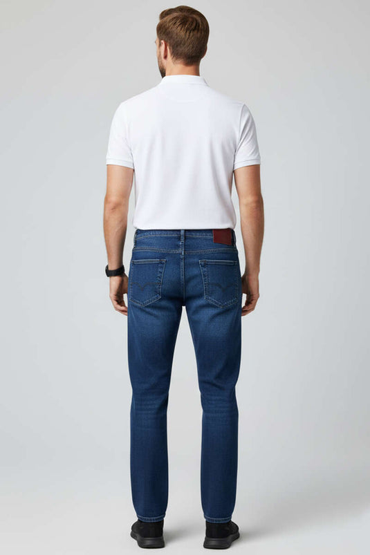 بنطال جينز رجالي أزرق بجيب دار باجا مع ليكرا