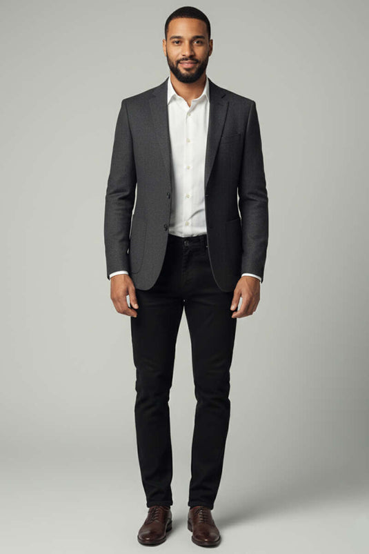 بنطال رجالي أسود بجيب جانبي وقطن مطاطي