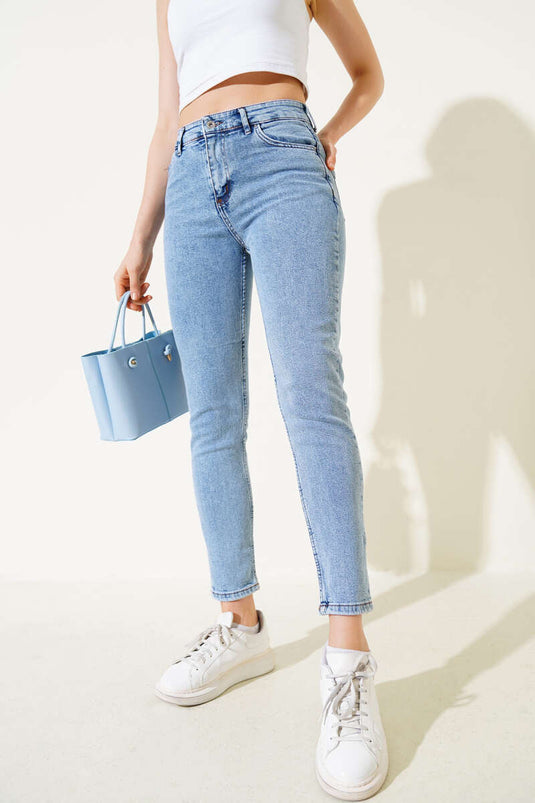 Jean skinny en lycra bleu