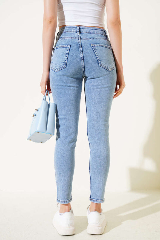 Jean skinny en lycra bleu
