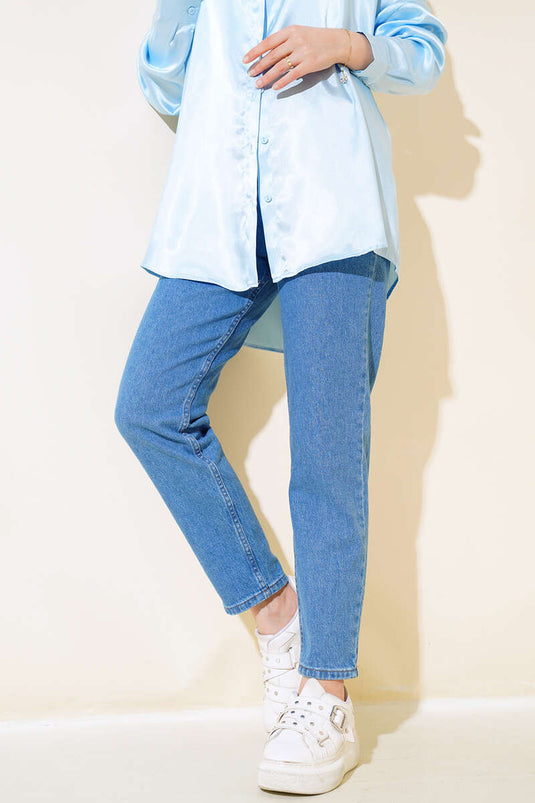 بنطلون جينز نحيف من الجينز باللون الأزرق