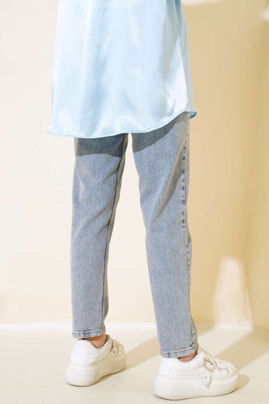 Dar Paça Mom Jean Kot Pantolon Tintli