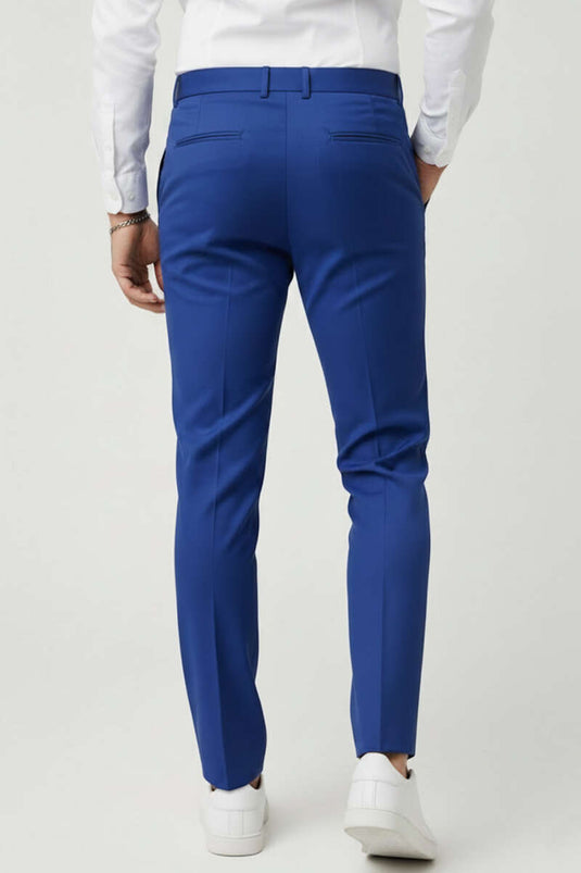 Herren-Stoffhose in schmaler Passform mit Kettendetail, Marineblau