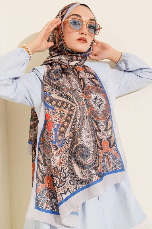 Châle doux gris à motif rétro foncé