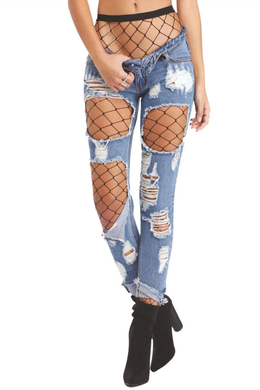 Daymod Waist Fishnet Tights 500 Black