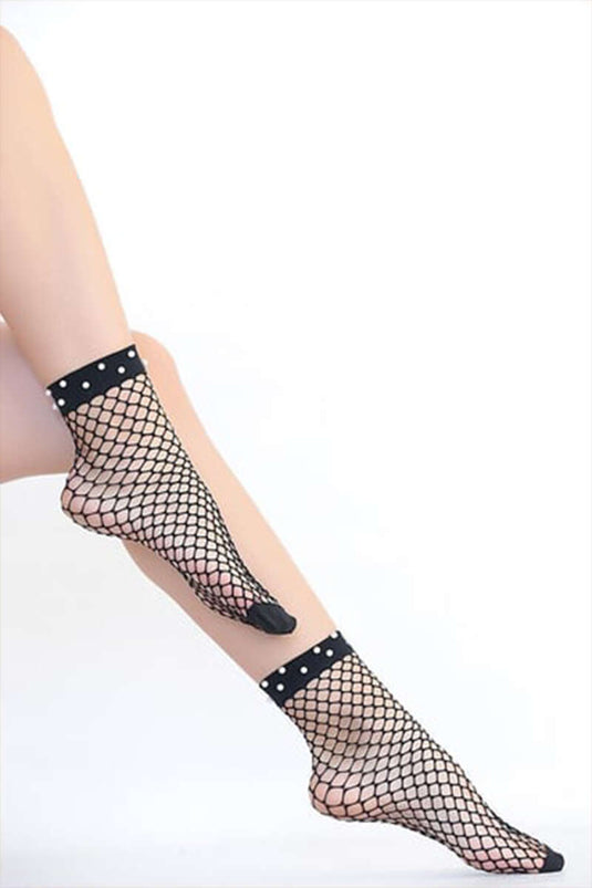 جوارب كاحل من شبكة صيد اللؤلؤ من دايمود بيسكا 500 باللون الأسود