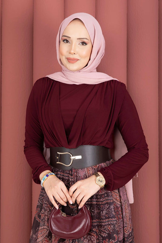 Degaje Body Skirt Belt Three-Piece Set Burgundy