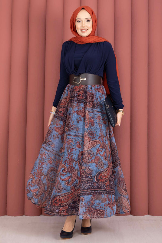 Degaje Body Skirt Belt Three-Piece Set Navy Blue