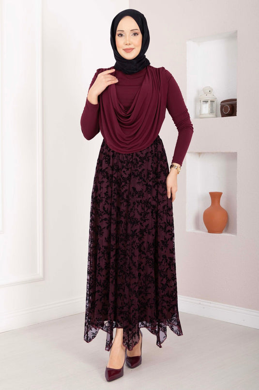 Degaje Dökümlü Sandy Body Bordo