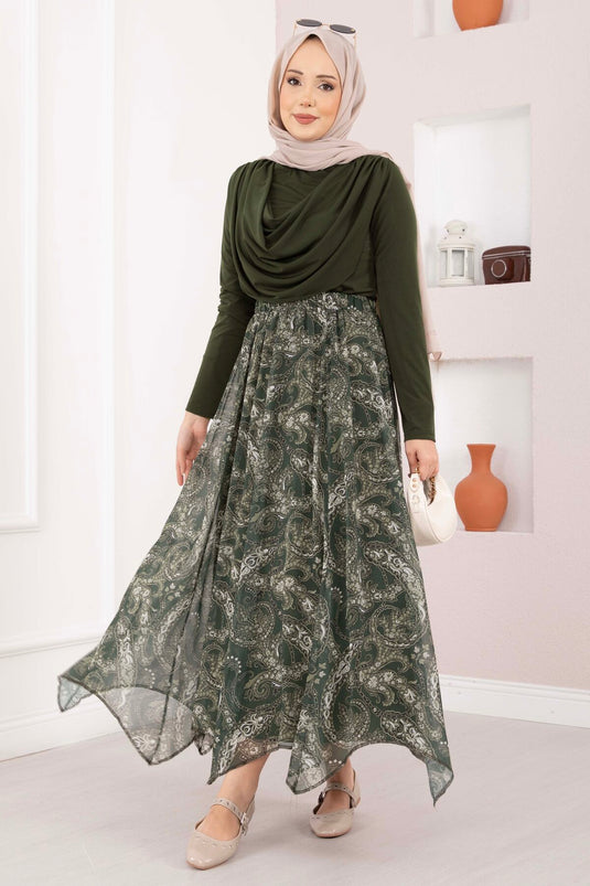 Open Neck Draped Sandy Body Khaki