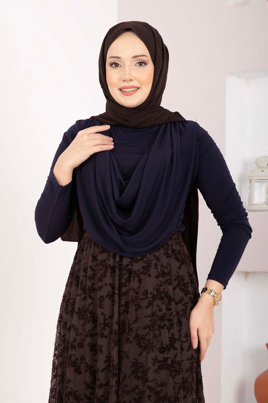 Open-Front Draped Sandy Body Navy Blue