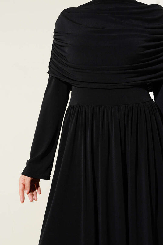 Cowl Neck Sandy Dress Black