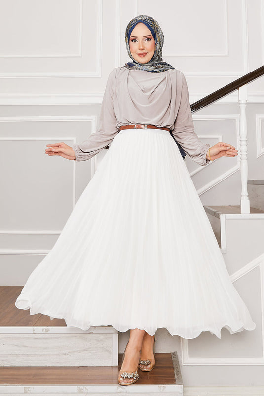 Chemisier Sandy à col bénitier beige clair