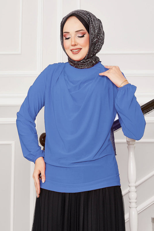 Chemisier Sandy à col bénitier bleu bébé