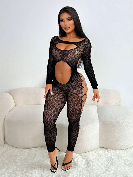 Body Trasparente Nero Con Dettaglio Scollatura