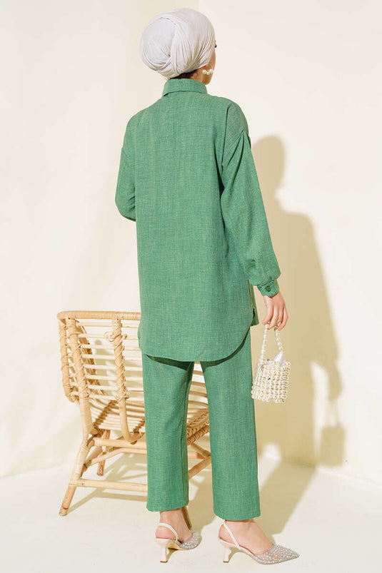 Ensemble Double Brodé Coquillage Vert