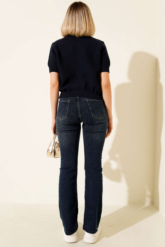 Starfish Buttoned Knit Cardigan Navy Blue