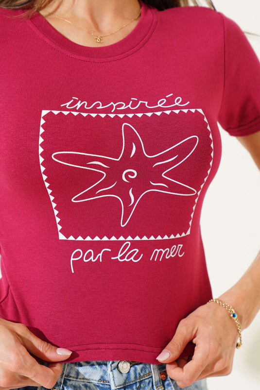 Starfish Print Crop Burgundy