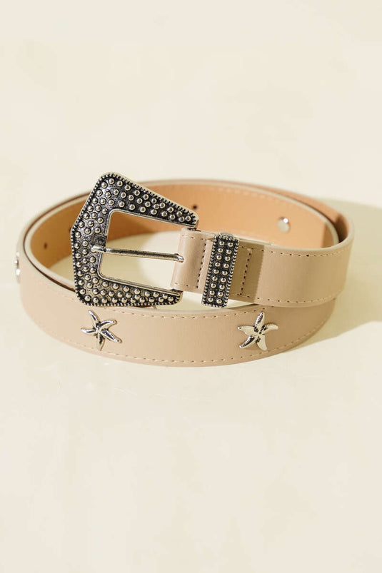 حزام بمشبك نجمة البحر بلون بيج
