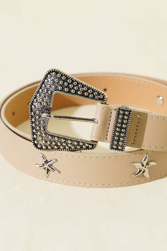 حزام بمشبك نجمة البحر بلون بيج