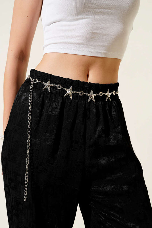 Silver Chain Belt with Starfish Pendant