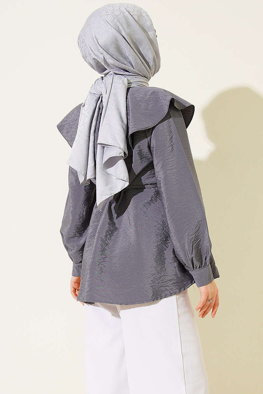 Tunique À Col Marin Avec Ceinture En Gris Kayrak