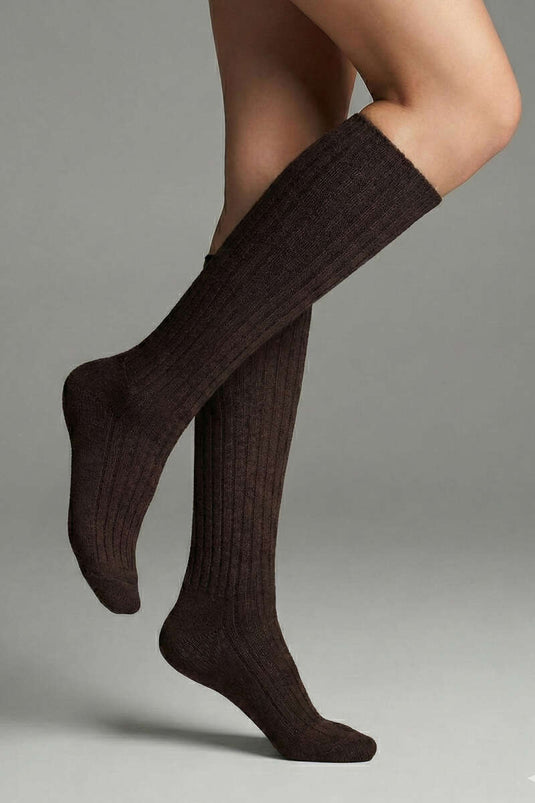 Chaussettes en laine mi-bas Derbili marron