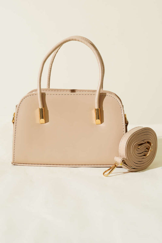 Leather Hand and Shoulder Bag Beige