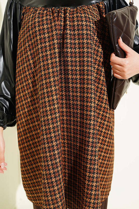 Tunique Chevron En Cuir Camel