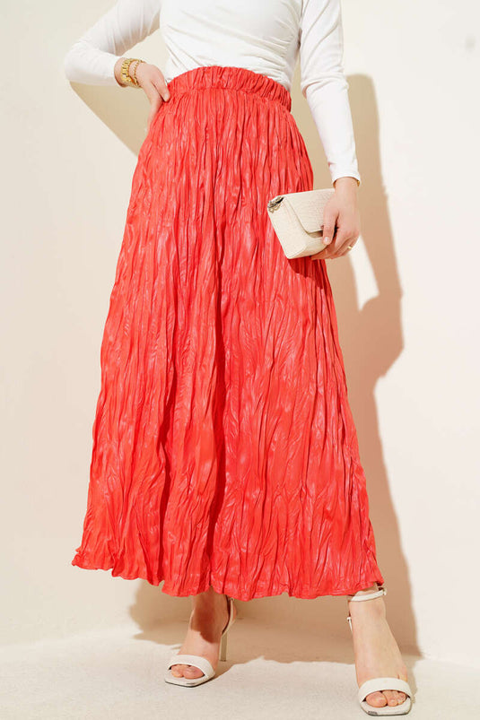 Faltenrock Alizarin in Lederoptik