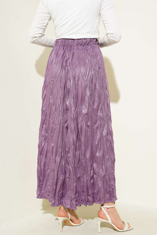 Leather Look Crinkle Skirt Magenta