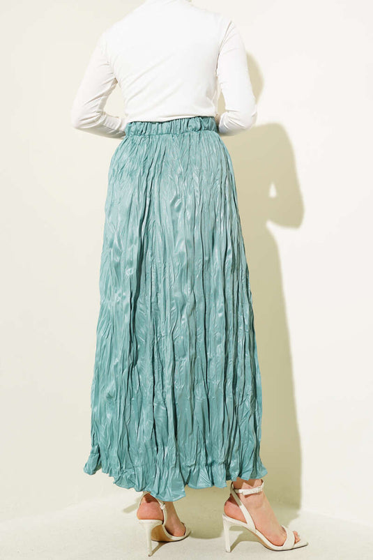 Leather Look Crinkle Skirt Mint