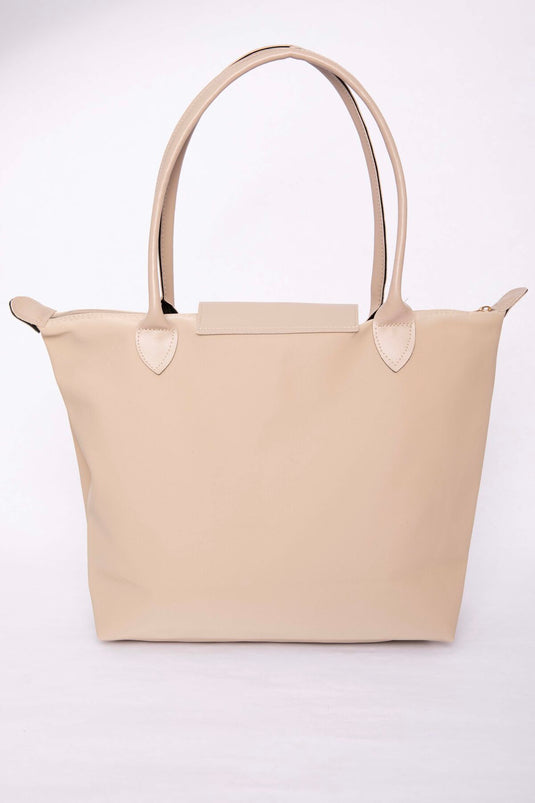 Sac à main et à épaule à rabat en cuir beige