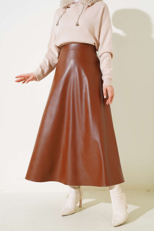 تنورة جلدية ميفلانا تان