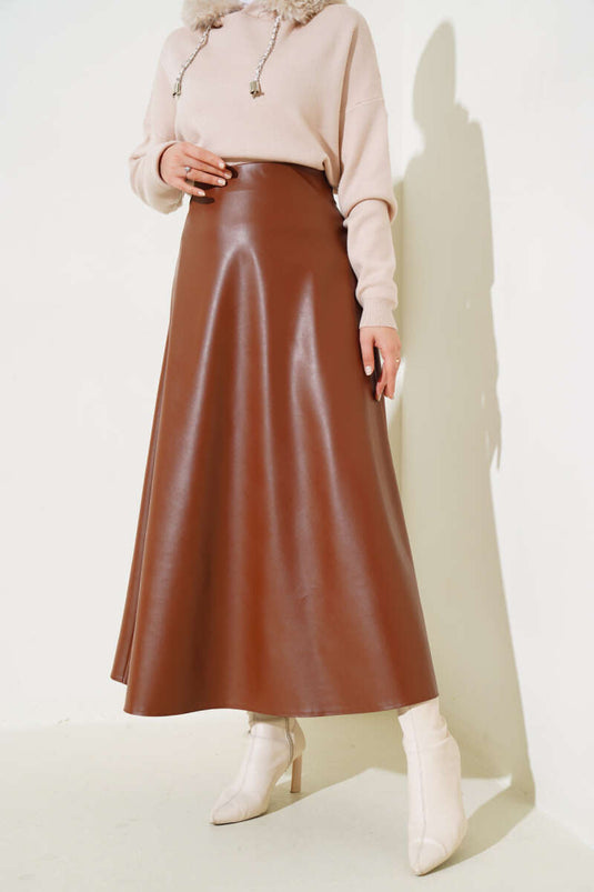 تنورة جلدية ميفلانا تان