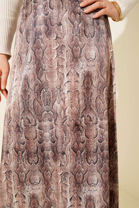 Jupe en satin à motifs, marron