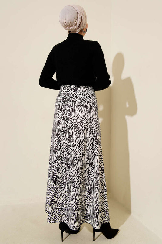 Patterned Satin Skirt Zebra
