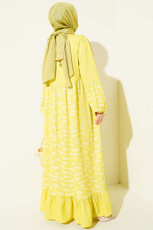 Robe Encolure Tricotée Jaune
