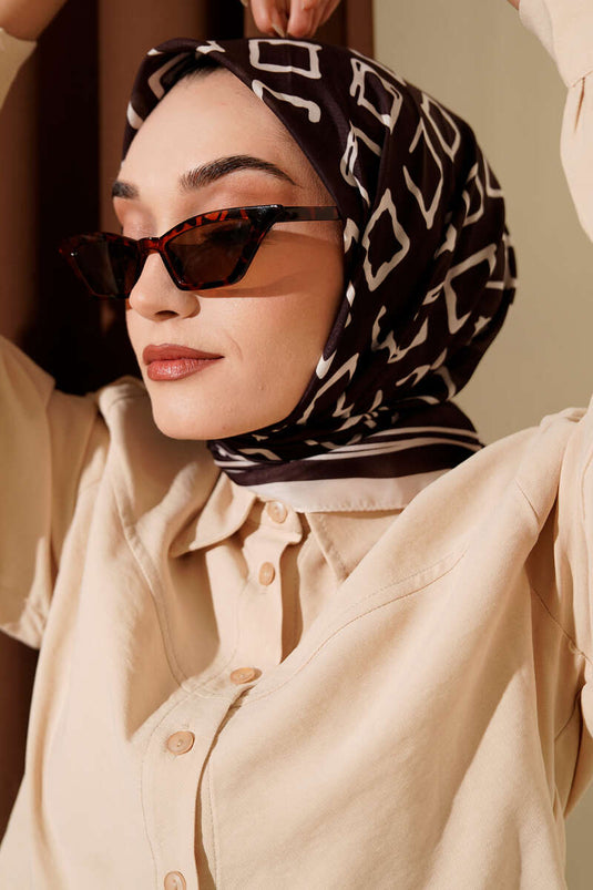 مجموعة أوشحة بنقوش من سلسلة القهوة الداكنة 1