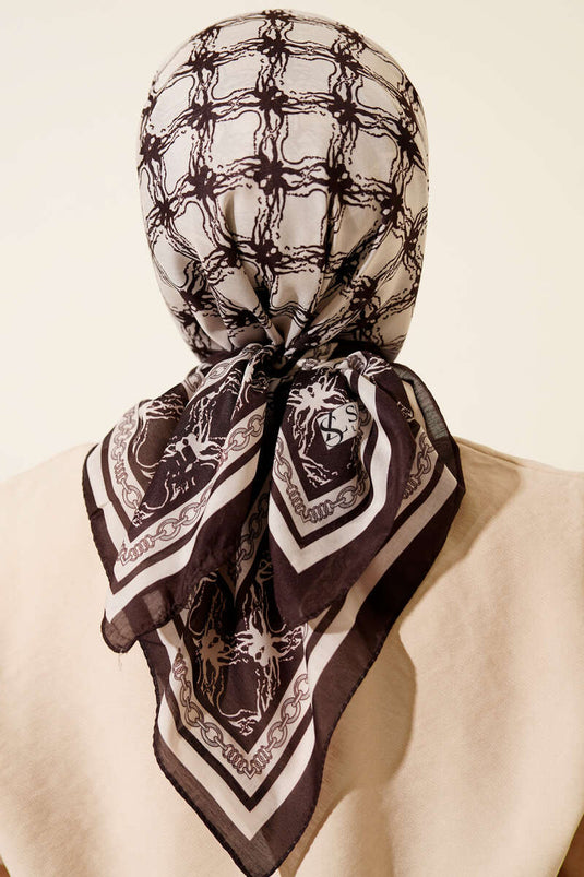 مجموعة أوشحة بنقوش من سلسلة القهوة الداكنة، 10 قطع