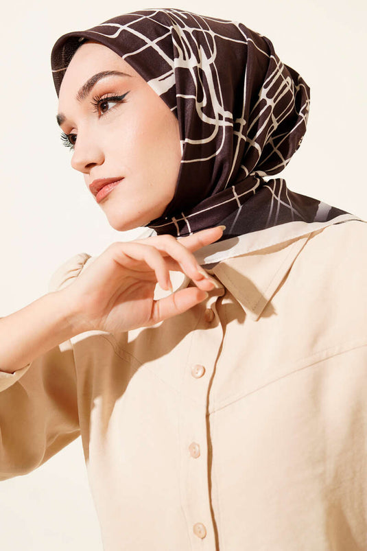 مجموعة أوشحة بنقوش من سلسلة القهوة الداكنة، 12 قطعة