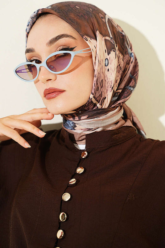 Gemustertes Ayda Bambus Schal Camel