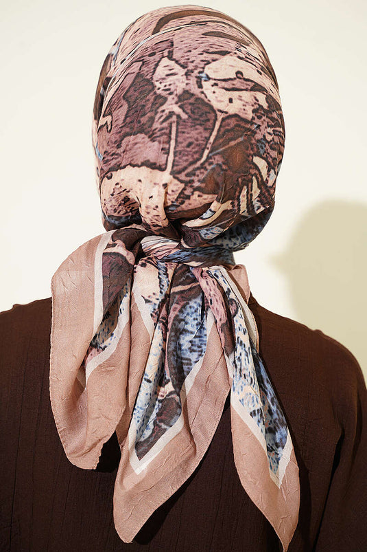 Gemustertes Ayda Bambus Schal Camel