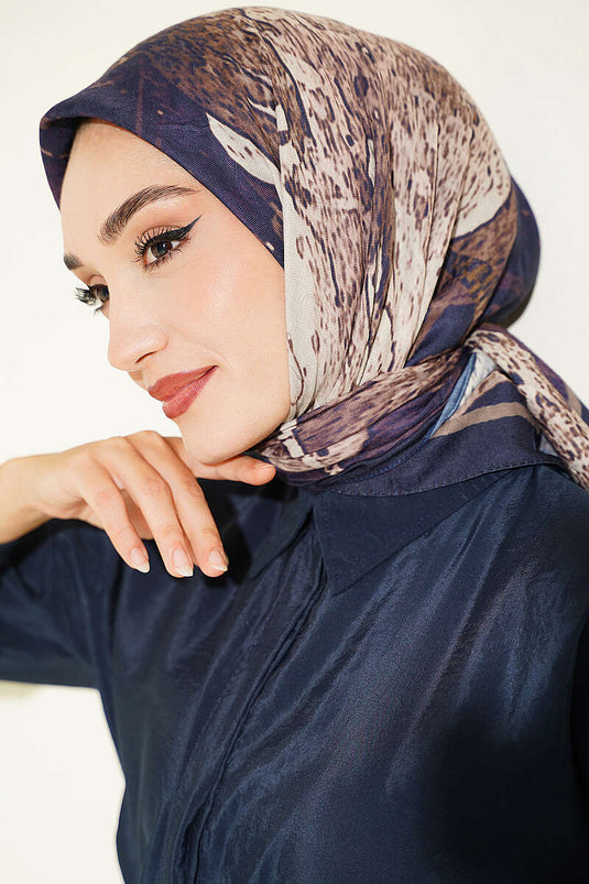 Écharpe Ayda En Bambou À Motifs Marine