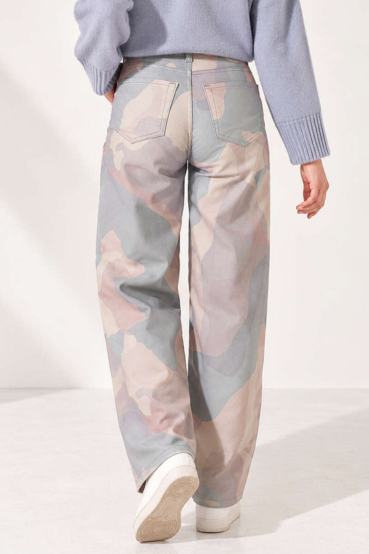 Desenli Baggy Pantolon Yeşil