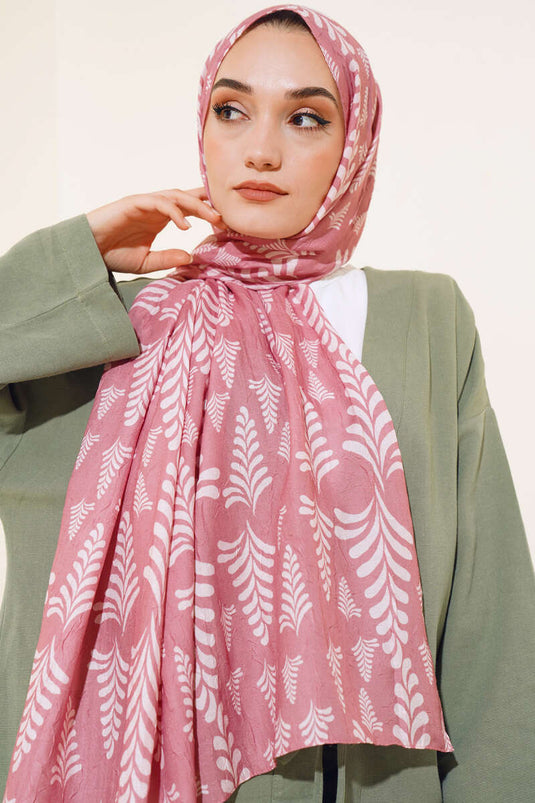 Desenli Bambu Şal Gül Kurusu