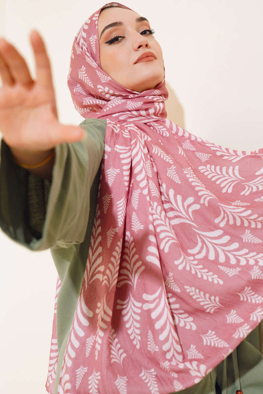 Desenli Bambu Şal Gül Kurusu