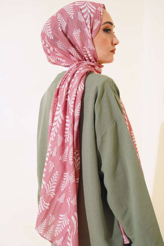 Desenli Bambu Şal Gül Kurusu