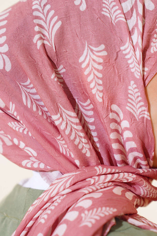 Desenli Bambu Şal Gül Kurusu